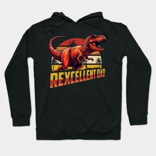 Rexcellent Dad Fathers Day Retro Dinosaur T Rex Papa Grandpa Hoodie